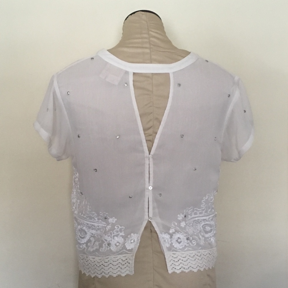 ANTHROPOLOGIE - Vanessa Virginia Embroidered Crop, - Picture 4 of 6